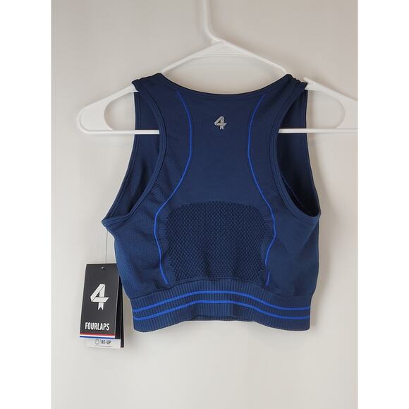 FourLaps Breathe Seamless Sports Bra XS/S Blue Navy Textured Gym/Workout NWT - Picture 6 of 8